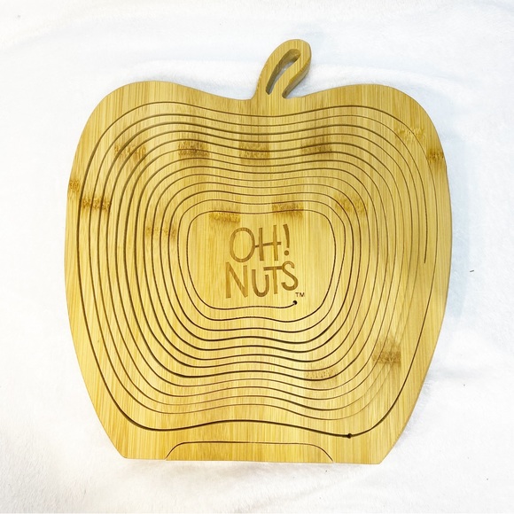 OH! NUTS Apple Shaped Collapsible Wooden Fruit Basket Bowl or Pot Holder - Picture 1 of 8